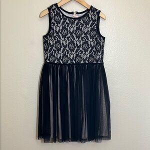 Pastourelle Pippa & Julie Black Pleated Tulle Lace Sleeveless Dress